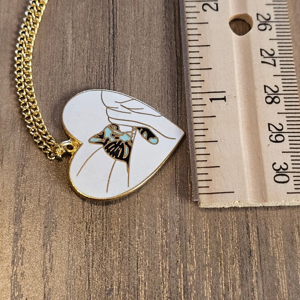 Sleeping Cat Cloisonne Heart Earrings & Pendant Necklace - Picture 4 of 9